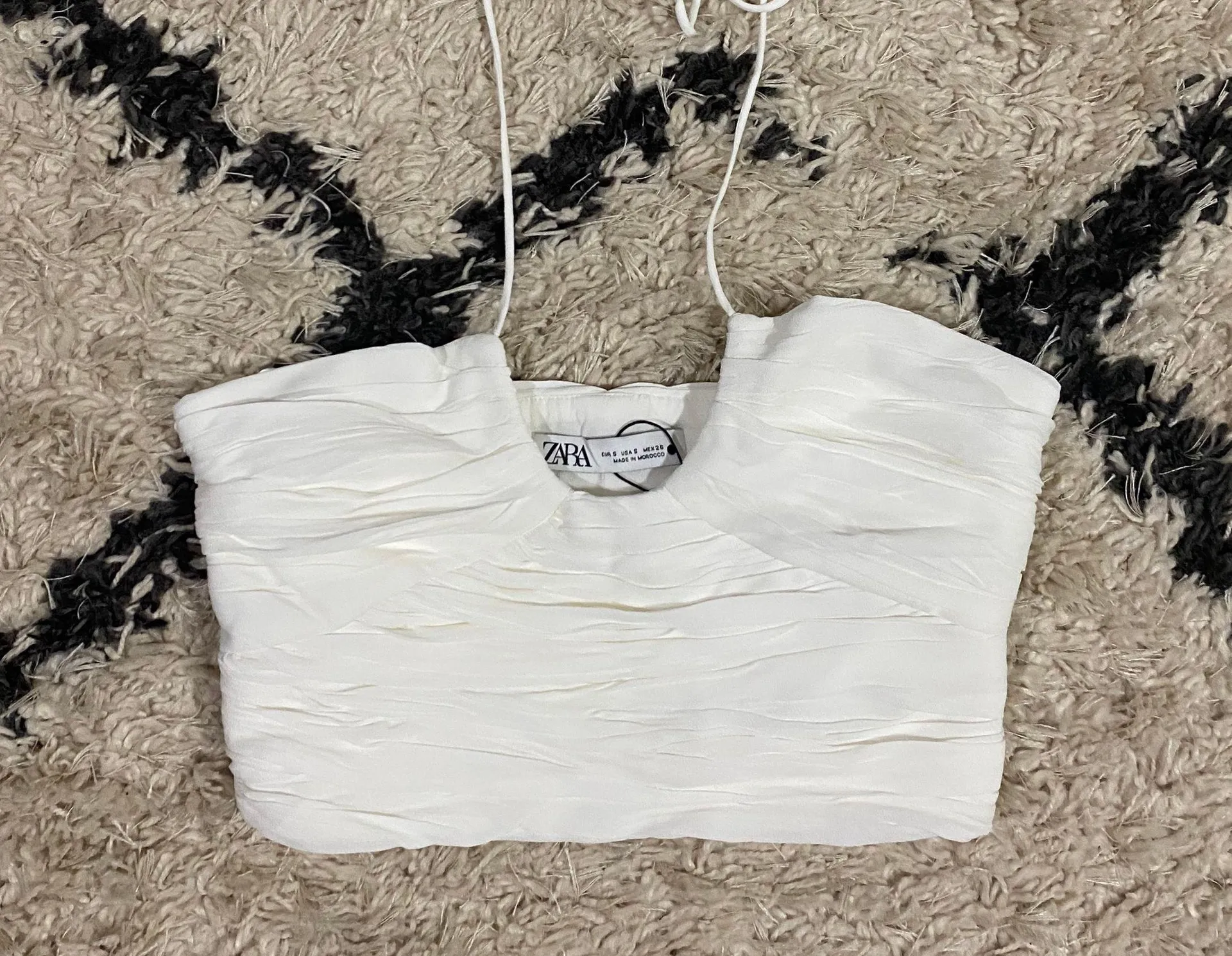 White Draped Halter Crop Top - Image 3