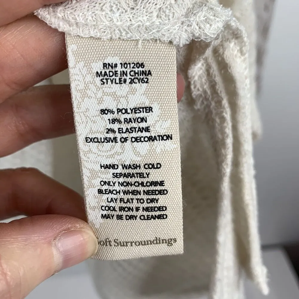 Soft Surroundings Size M Top Cleo Thermal Waffle Crochet Detail V-neck Women’s - Image 7