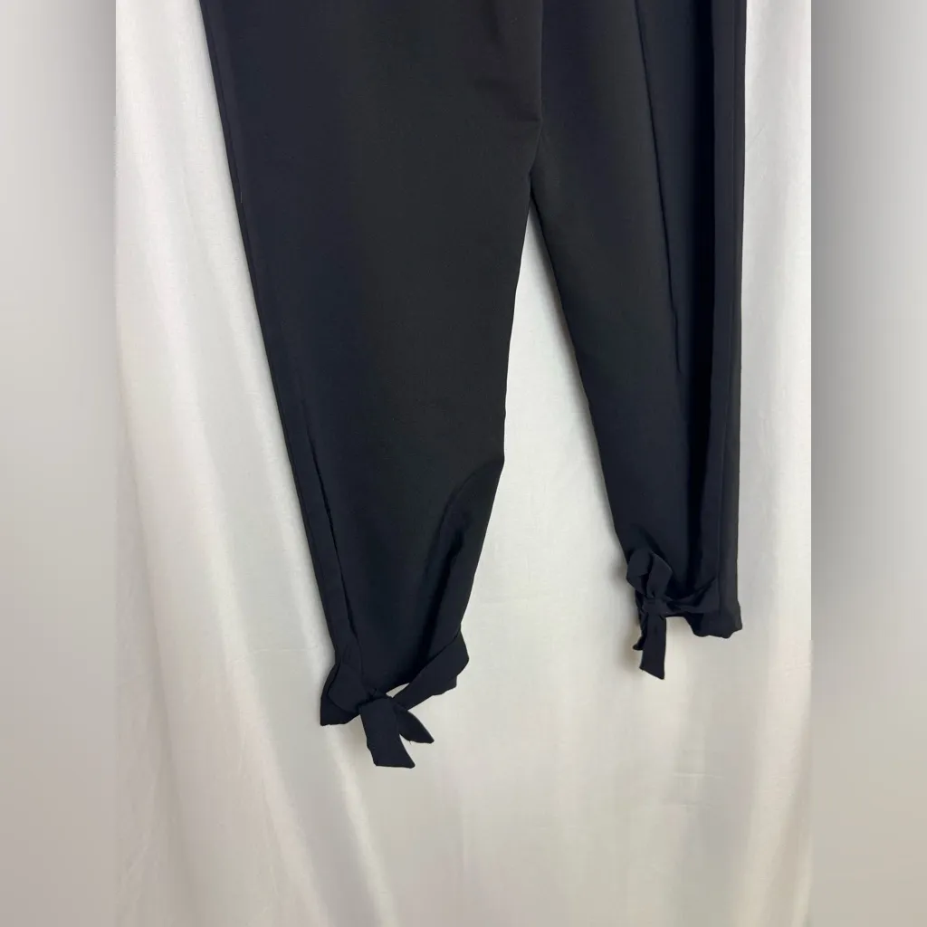Liumilac Black Cropped High Waist Bow Knot Ankle Casual Dress Pants Medium - Image 6