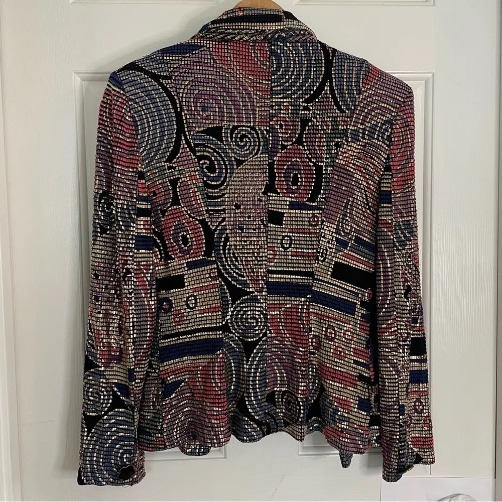 Vtg Caché Richly Patterned Copper Paisley Blazer with Sheen Lapels Size Small Red - Image 8