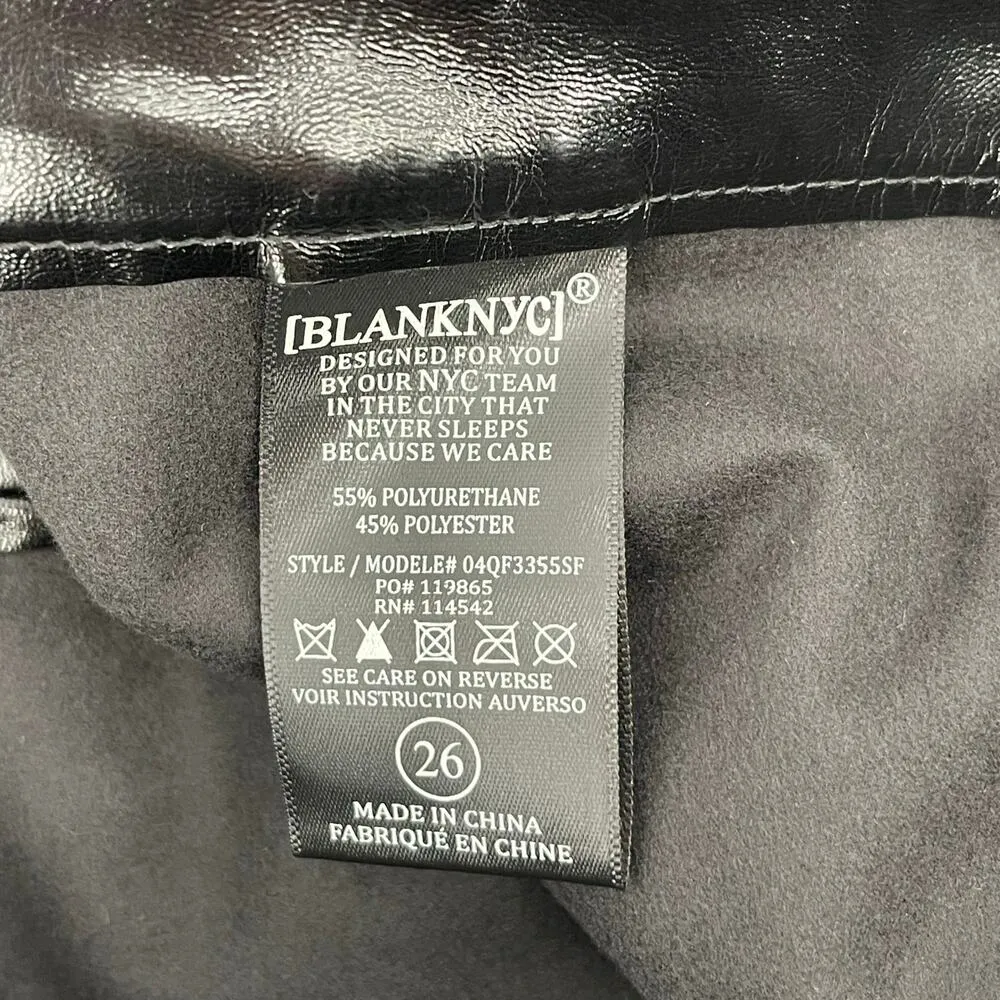 BLANK NYC Faux Leather Pants Size 26 Pleather Size Zipper NWT Vegan Cropped Blk - Image 9