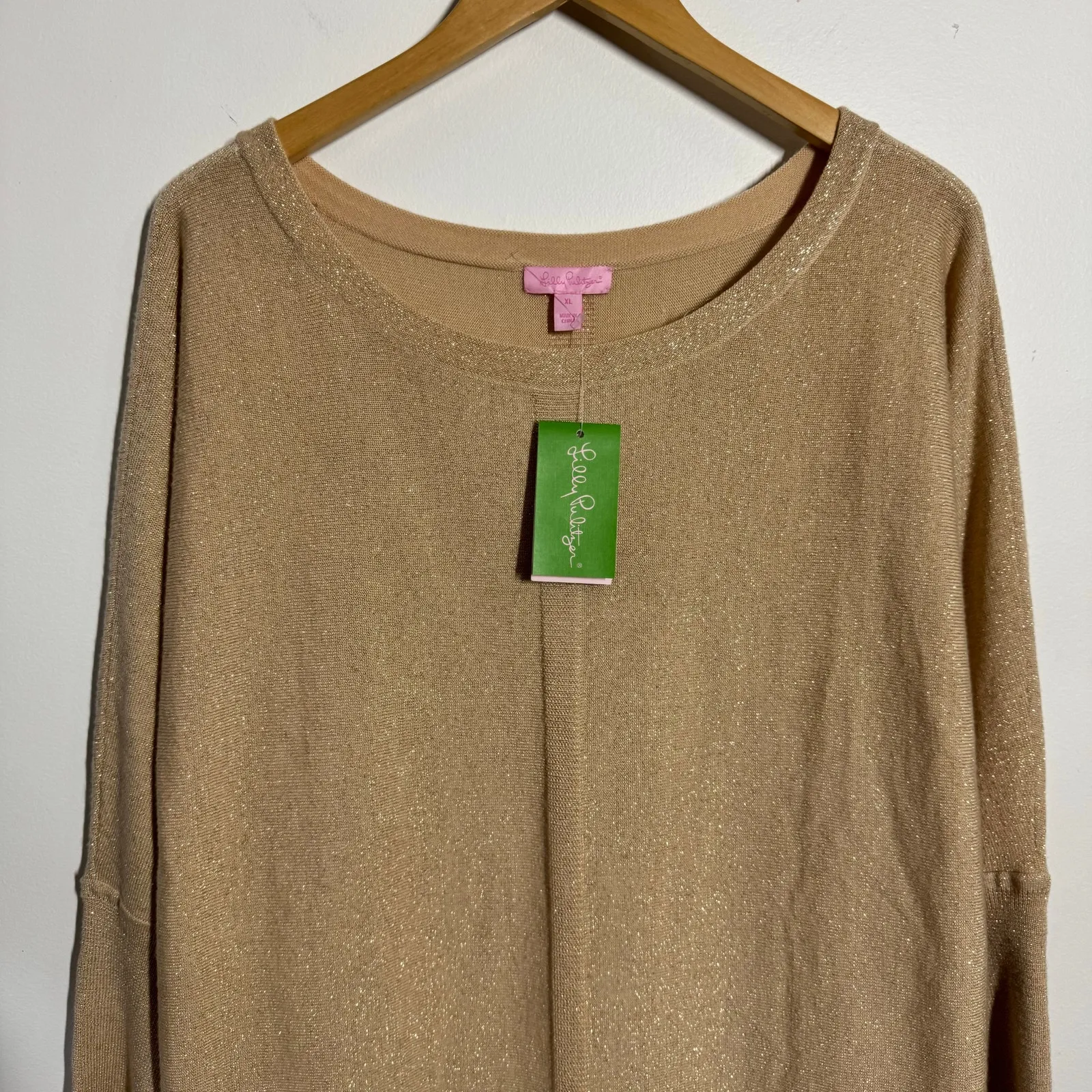 Lilly Pulitzer Bloomfield Sweater Dress NWT Women XL Gold Sparkle Merino Wool - Image 3