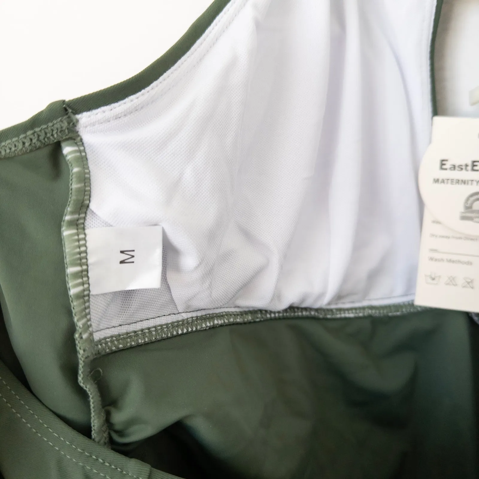 East Elegant Womens‎ Maternity Swimsuit Size M Green Halter One Piece Ruched - Image 4