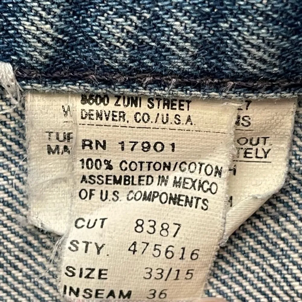 Rocky Mountain Rockies Bareback Jeans Western Rodeo Size 15 Punchy Denim Vintage Blue - Image 3