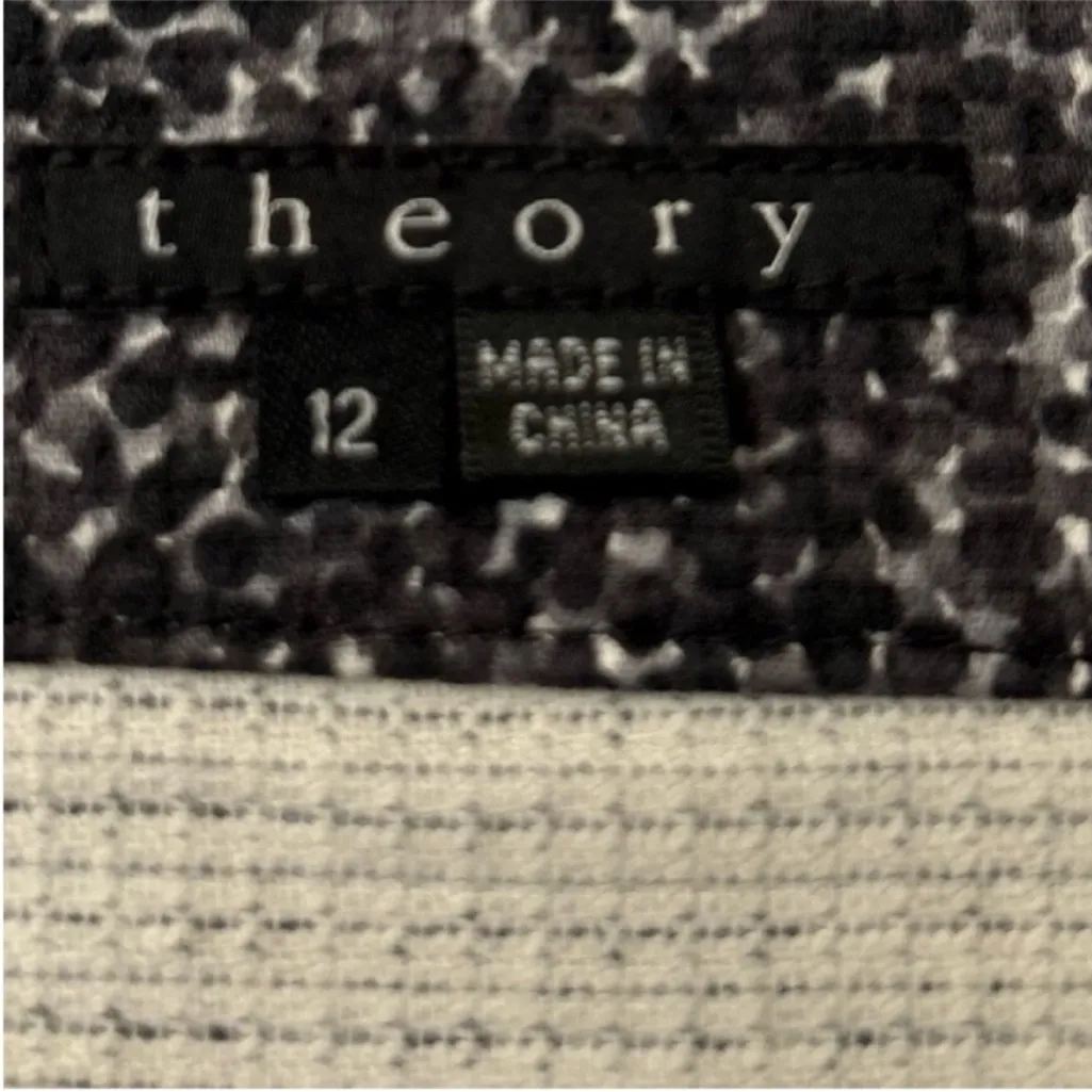 Theory Thais Tweedy Stretch Black Grey Dot Skirt Side Zip Size 12 - Image 9