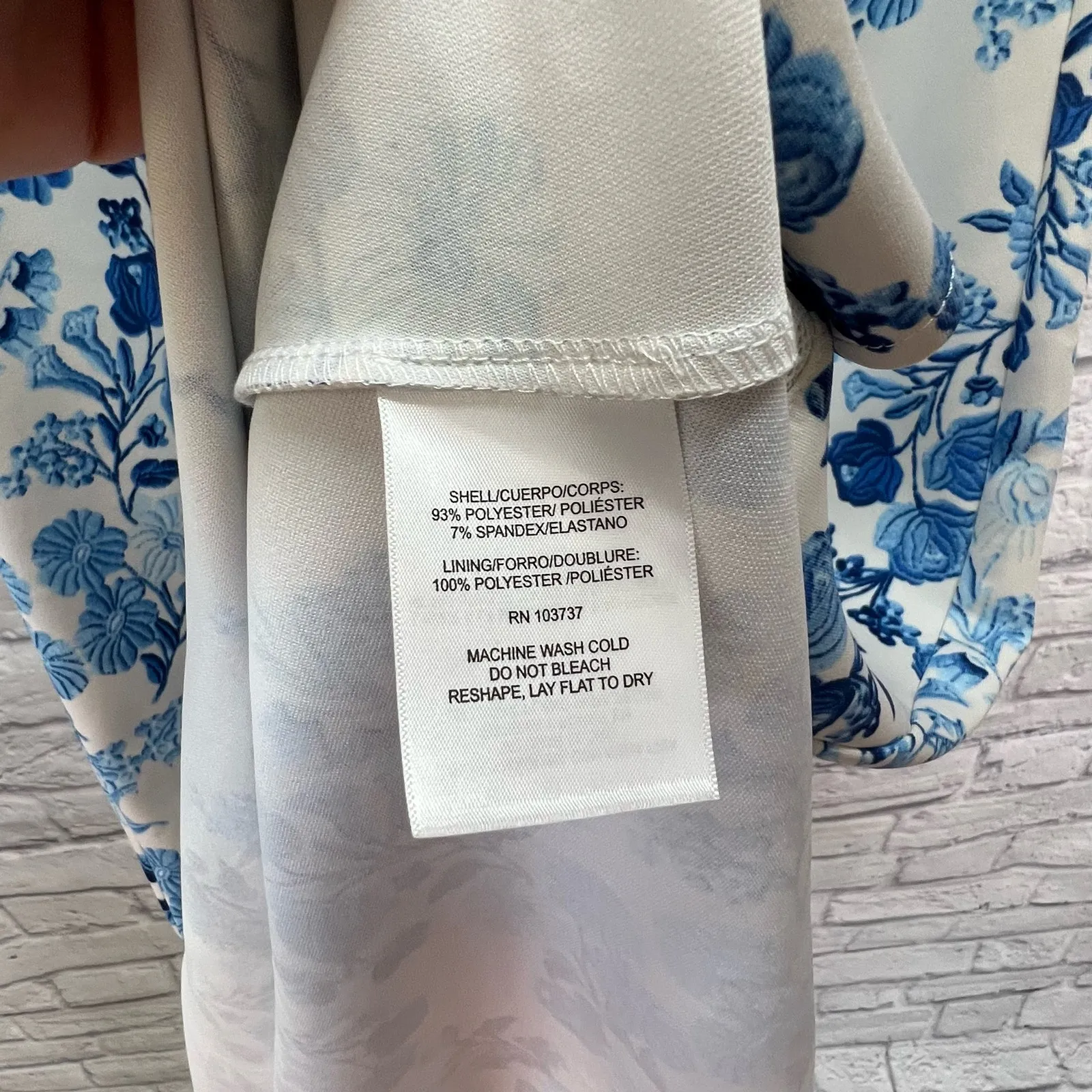 Donna Morgan White Blue Floral Sleeveless Scuba Tea Dress Size 4 New - Image 5