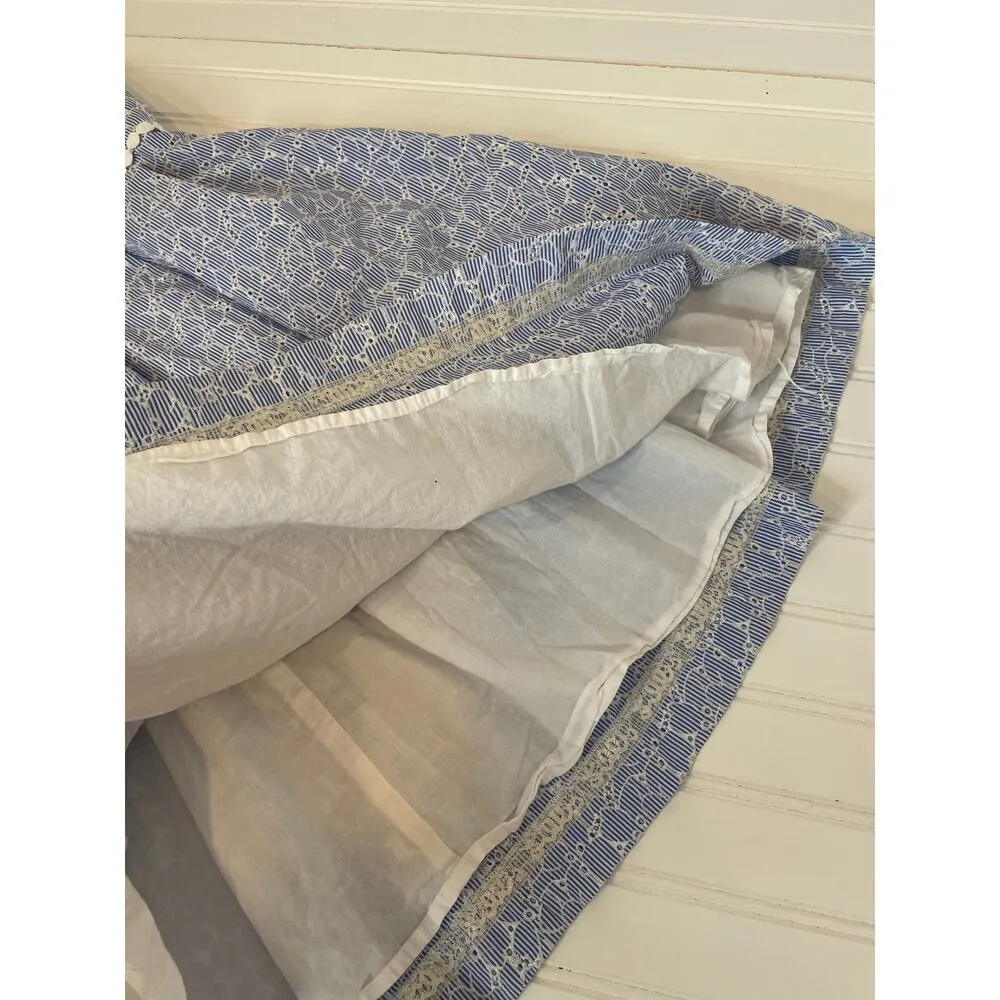 LILLY PULITZER Tori Mini Dress Blue Yarn Dye Stripe Eyelet Sleeveless Size 16 - Image 8