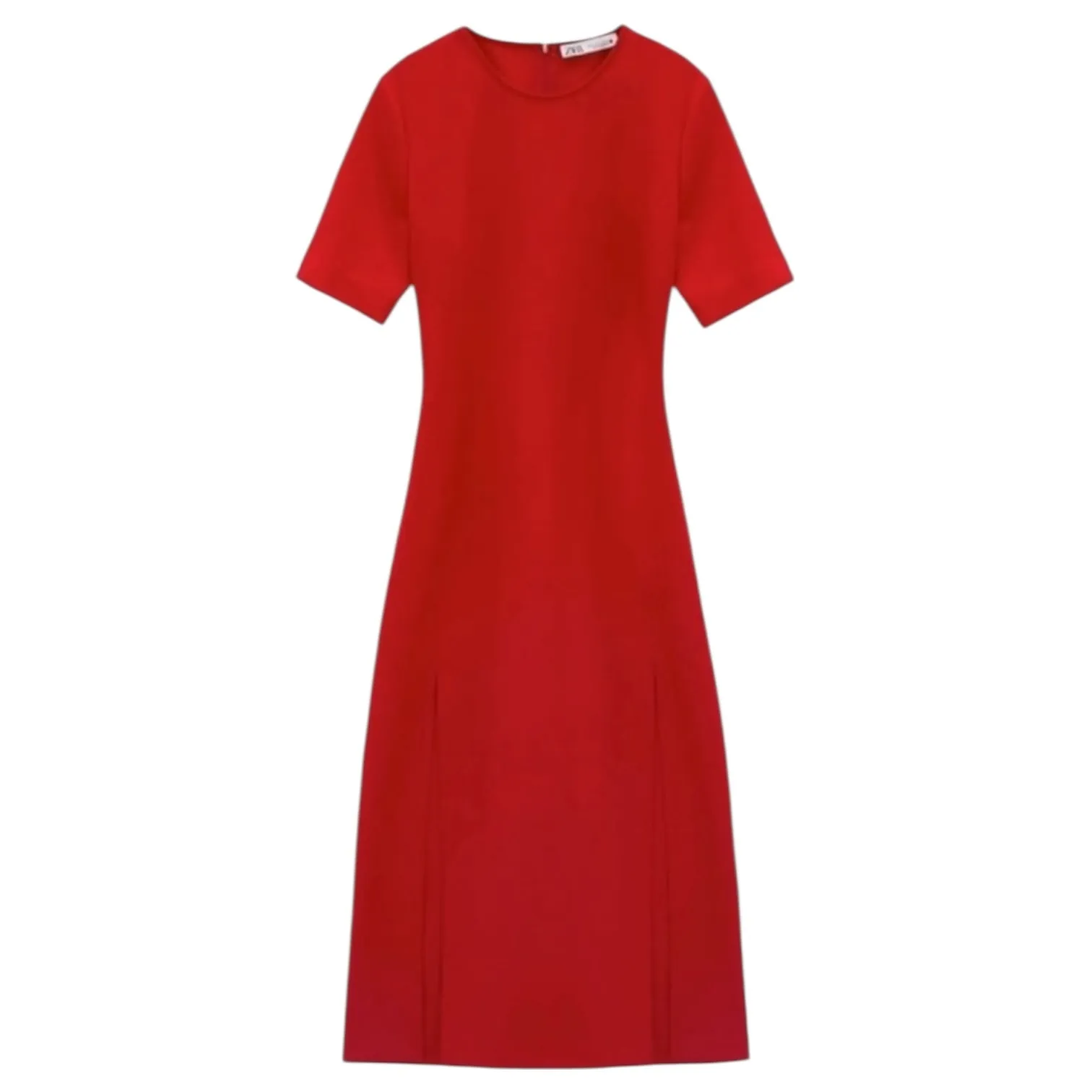 Zara Red Double Front Slit Midi Dress Back Zip Size Medium EUC - Image 2