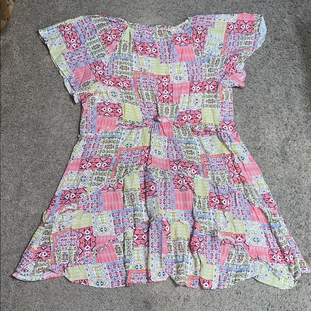 Anthropologie Robin Patchwork Floral Tiered Ruffle Babydoll Swing Mini Dress L‎ - Image 6