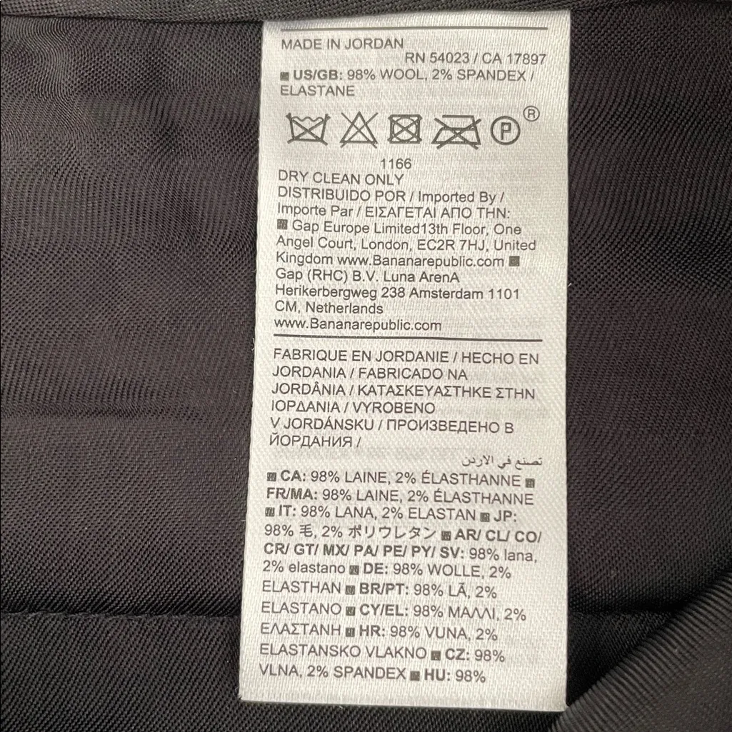 BANANA REPUBLIC High Rise Barrel Italian Wool Pants Belted in Black Size 4L - Image 11