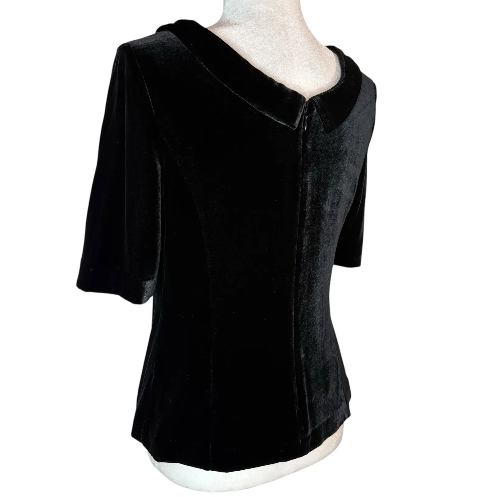 NWOT Boden Martha Top Silk Velvet Black Half Sleeve Blouse Size 4 Formal‎ Casual - Image 6