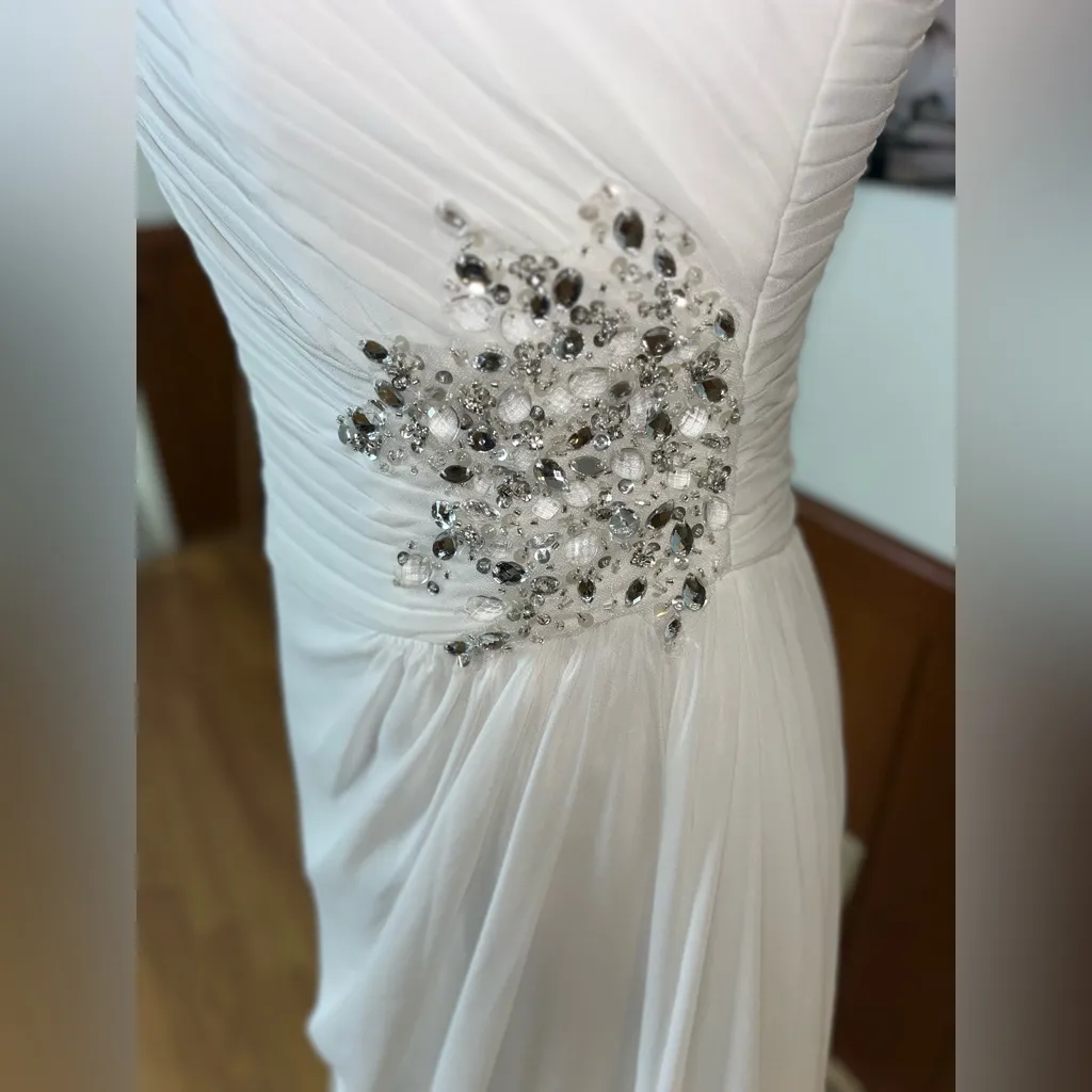 Elegant Ada James Chiffon High Low Wedding Gown! White Size 6 - Image 4