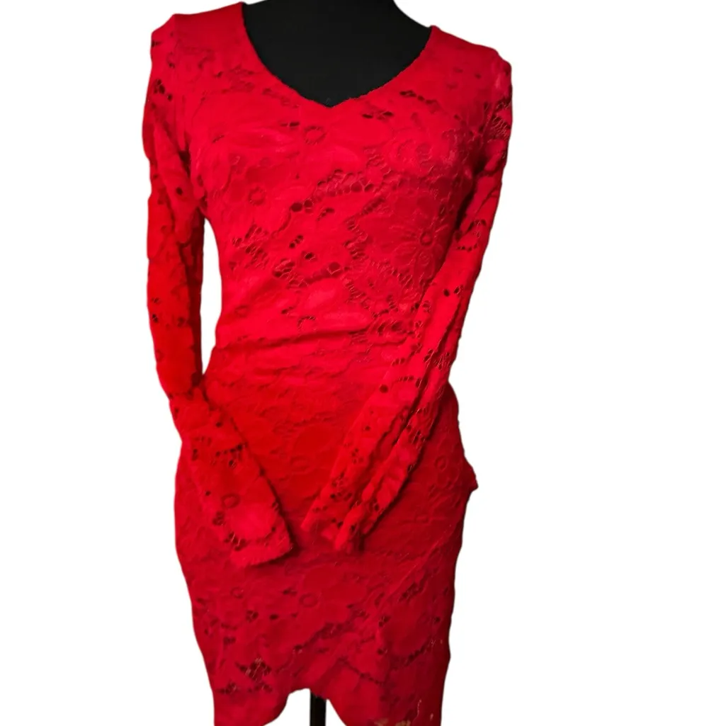 Red Lace Heart-Back Dress - Image 6