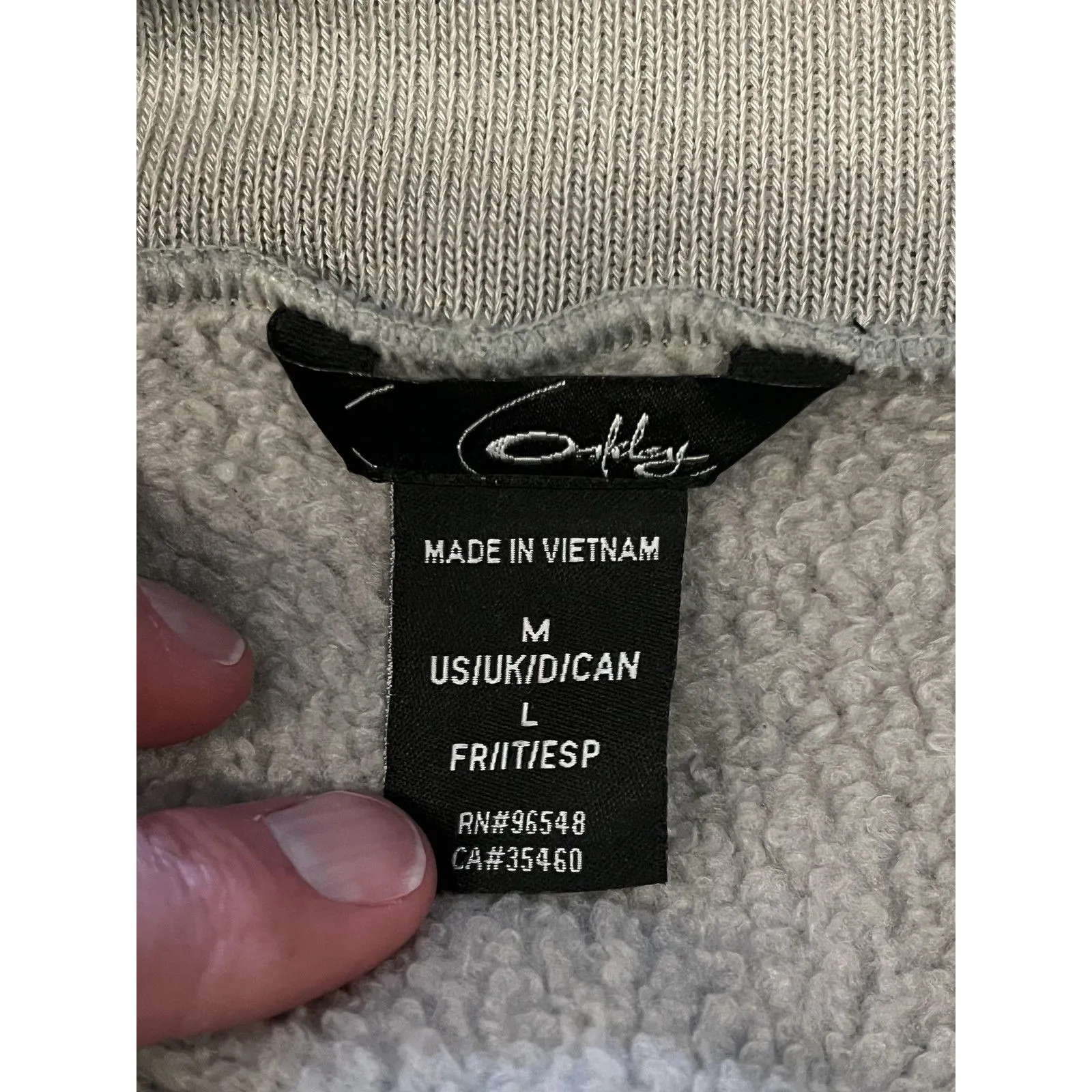 Oakley Sweater Womens Medium Gray Funnel Neck Snap Collar Fleece Pullover - Image 7