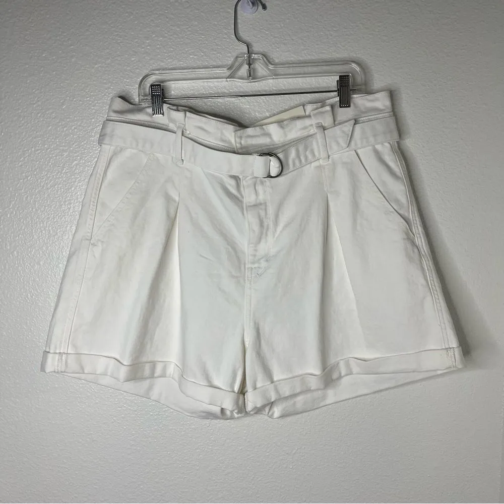 New A new Approach Size 18 Chino Buckled Pleated Cuffed Shorts White - Image 3