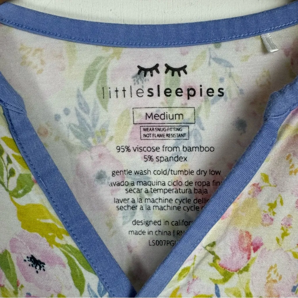 Little Sleepies Womens Bamboo Pajama Top Sz Medium Watercolor Blooms Purple - Image 13