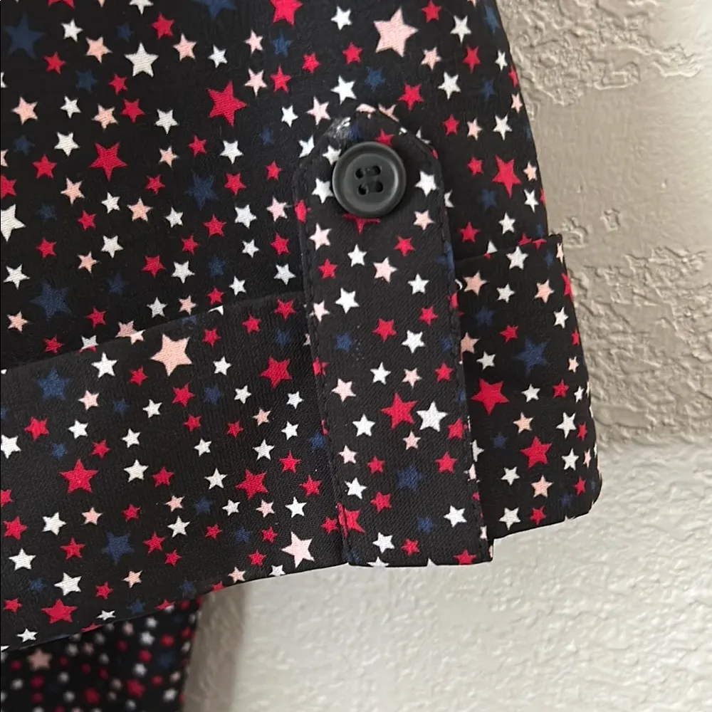 Catherine’s Plus Size 3X Star Pattern Button Down Tunic Top With 3/4 Sleeves Black - Image 4