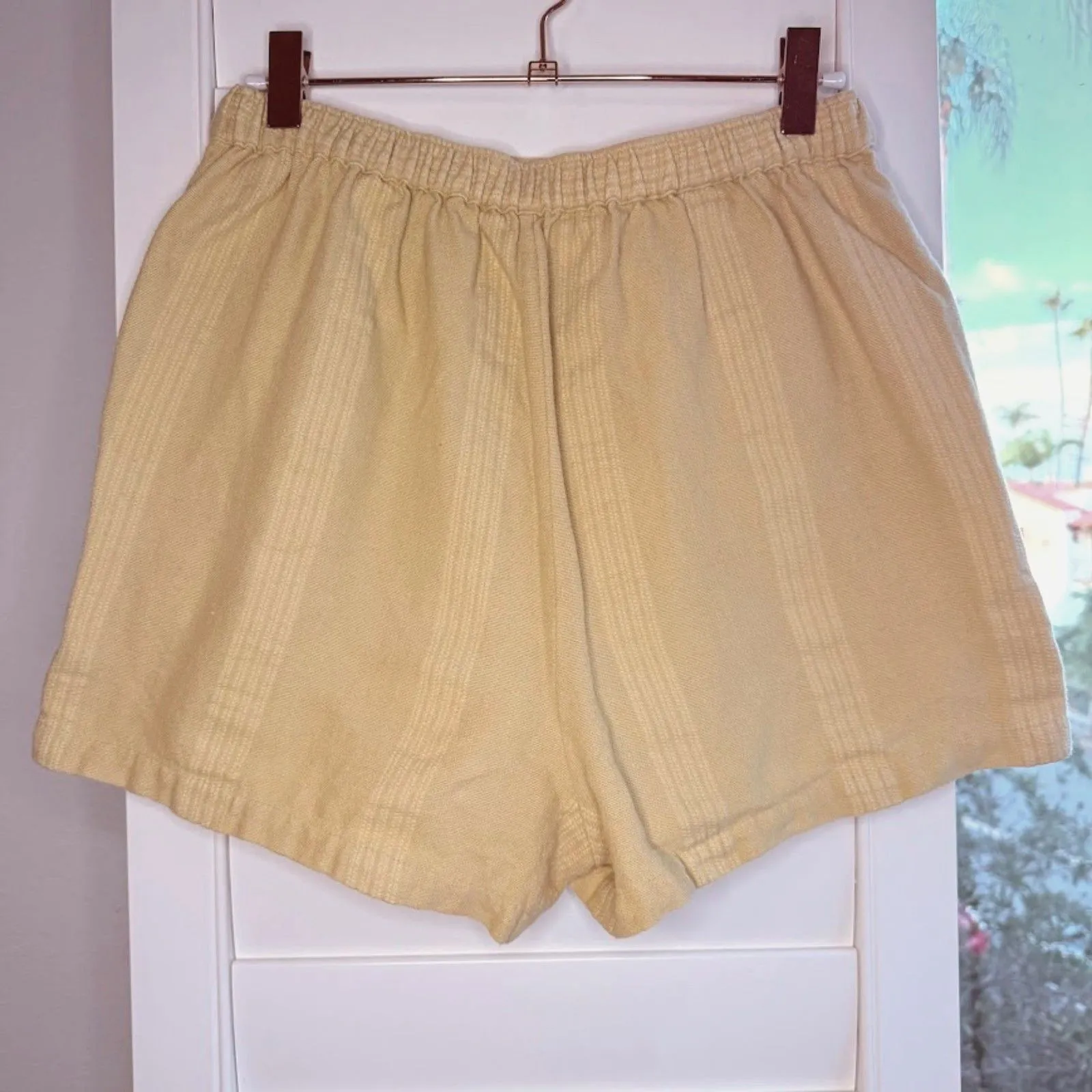 Free People Yellow Cotton & Linen Shorts with Embroidered Stripes size XS - Image 7