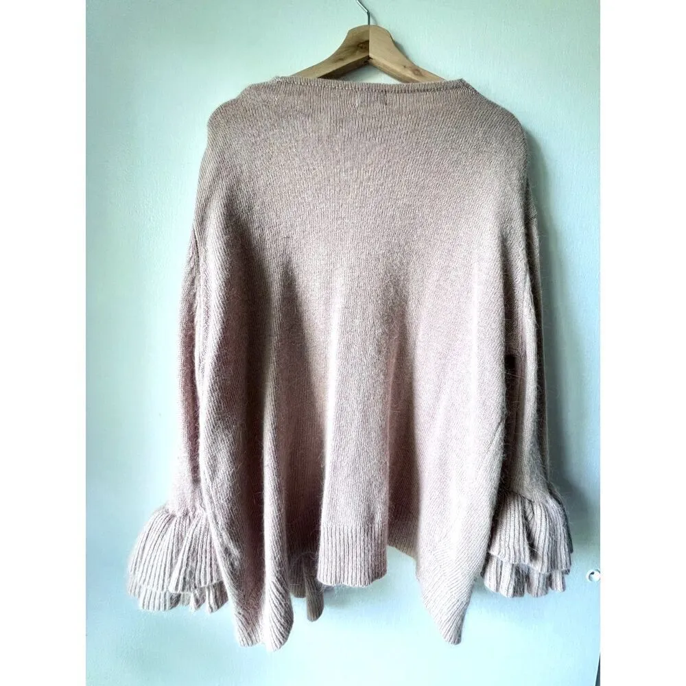 Sweater wool rabbith cream soft ruffle bell casual comfortable long sleeves L. - Image 7