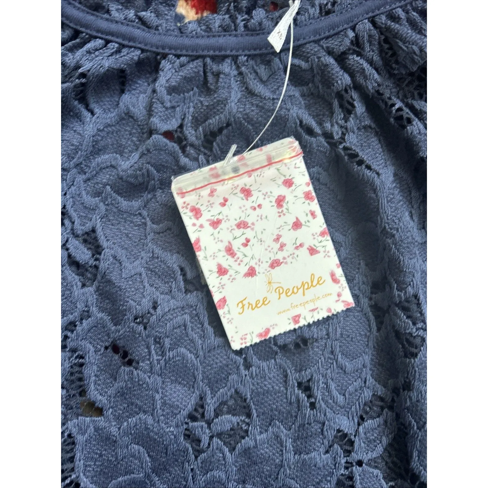 Free People Olivia lace top Navy Blue Size XS NWT - Image 3