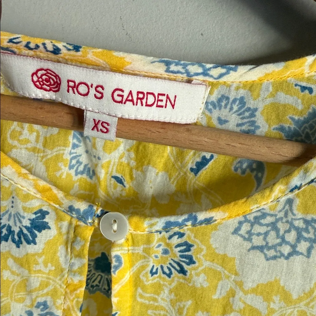 Tuckernuck Ro”s Garden yellow and blue floral peplum blouse XS - Image 5