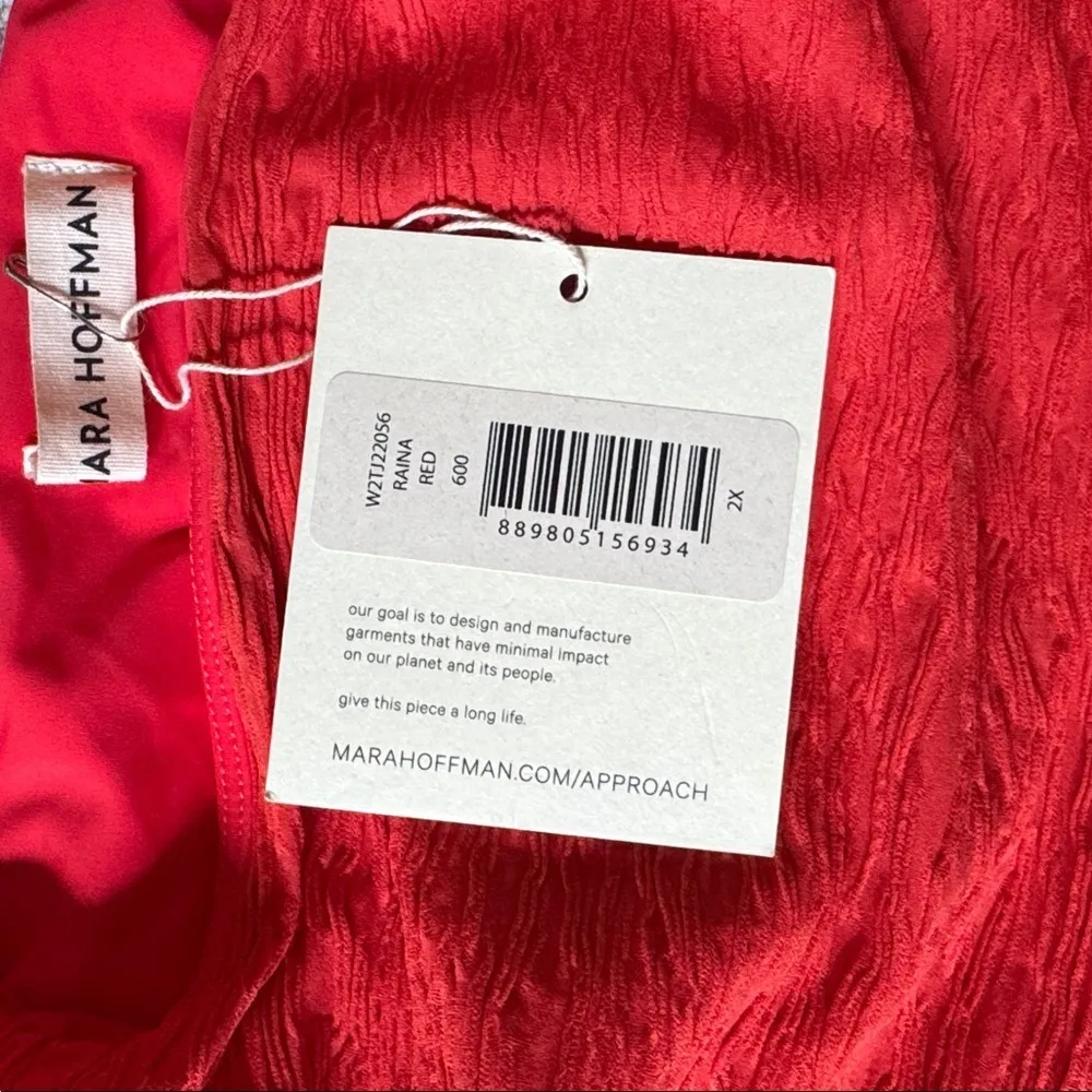 Mara Hoffman Raina Textured Bikini Top in Red Size 2X NWT - Image 5