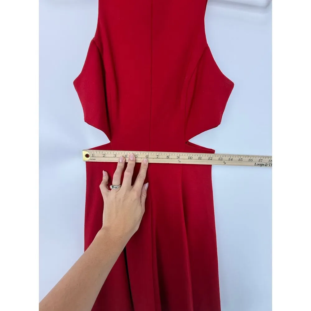 Amanda Uprichard Mini Dress Women S Bright Red Cut Out Zipper Sexy Going Out - Image 8