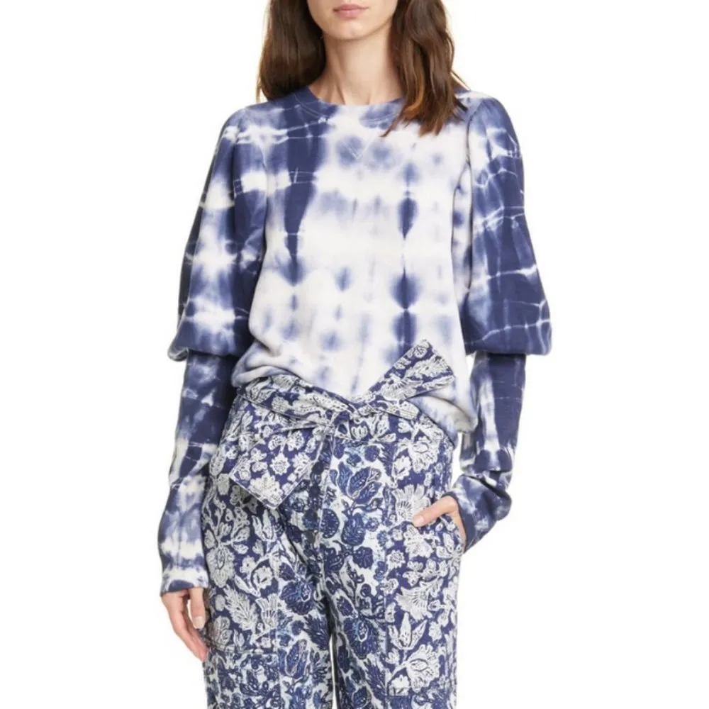 💕ULLA JOHNSON💕 Philo Pullover Sweater ~ Indigo Blue Tie Dye Size P = 00-0 - Image 7