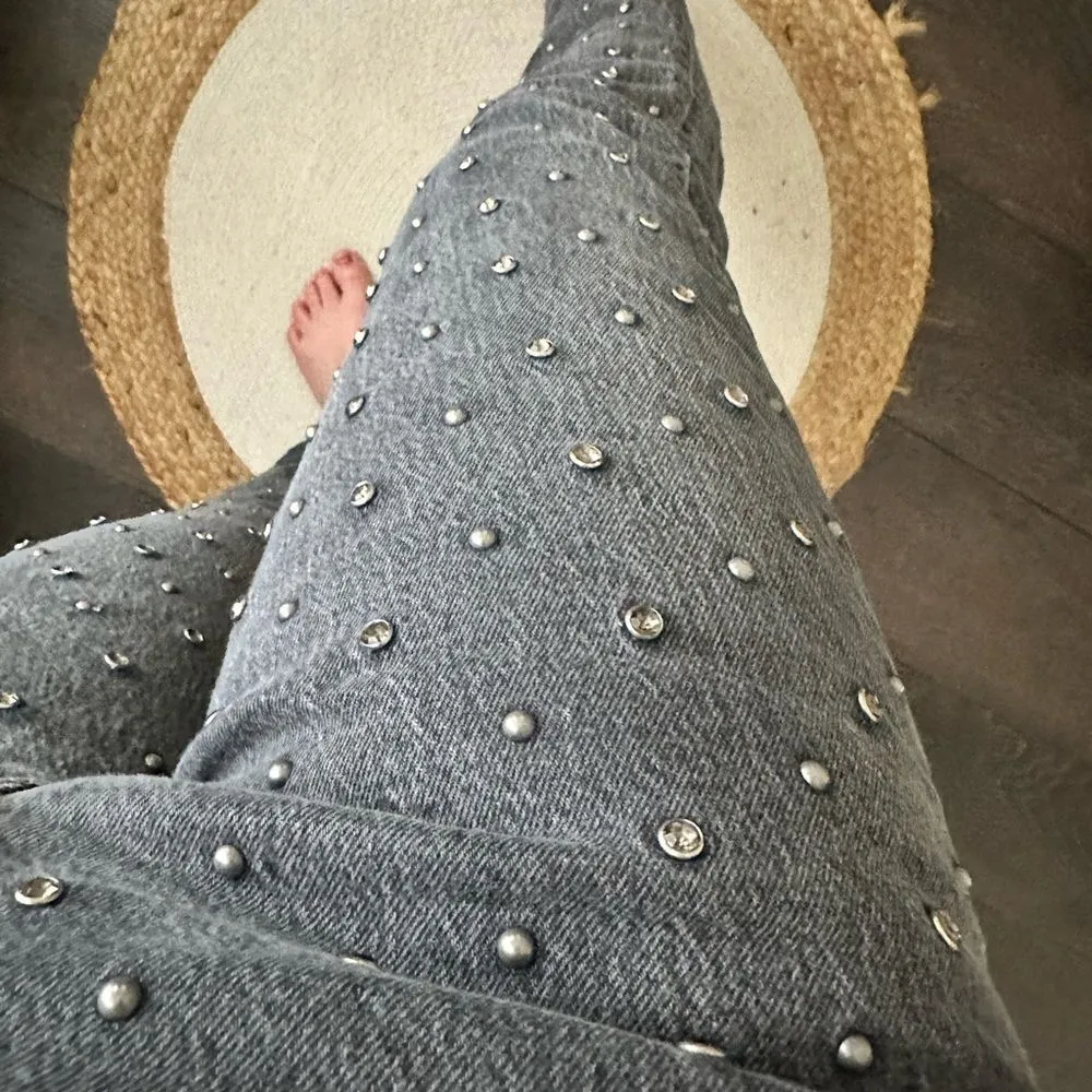 Levi’s Grey/Faded Women’s 26 Black 501 Studded Rhinestone Jeans Premium - Image 8