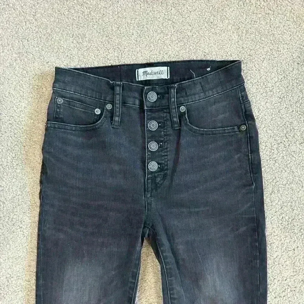 Madewell Cali Demi-Boot Jeans Asymmetrical Hem Edition Mid Rise Black Size 24 - Image 3