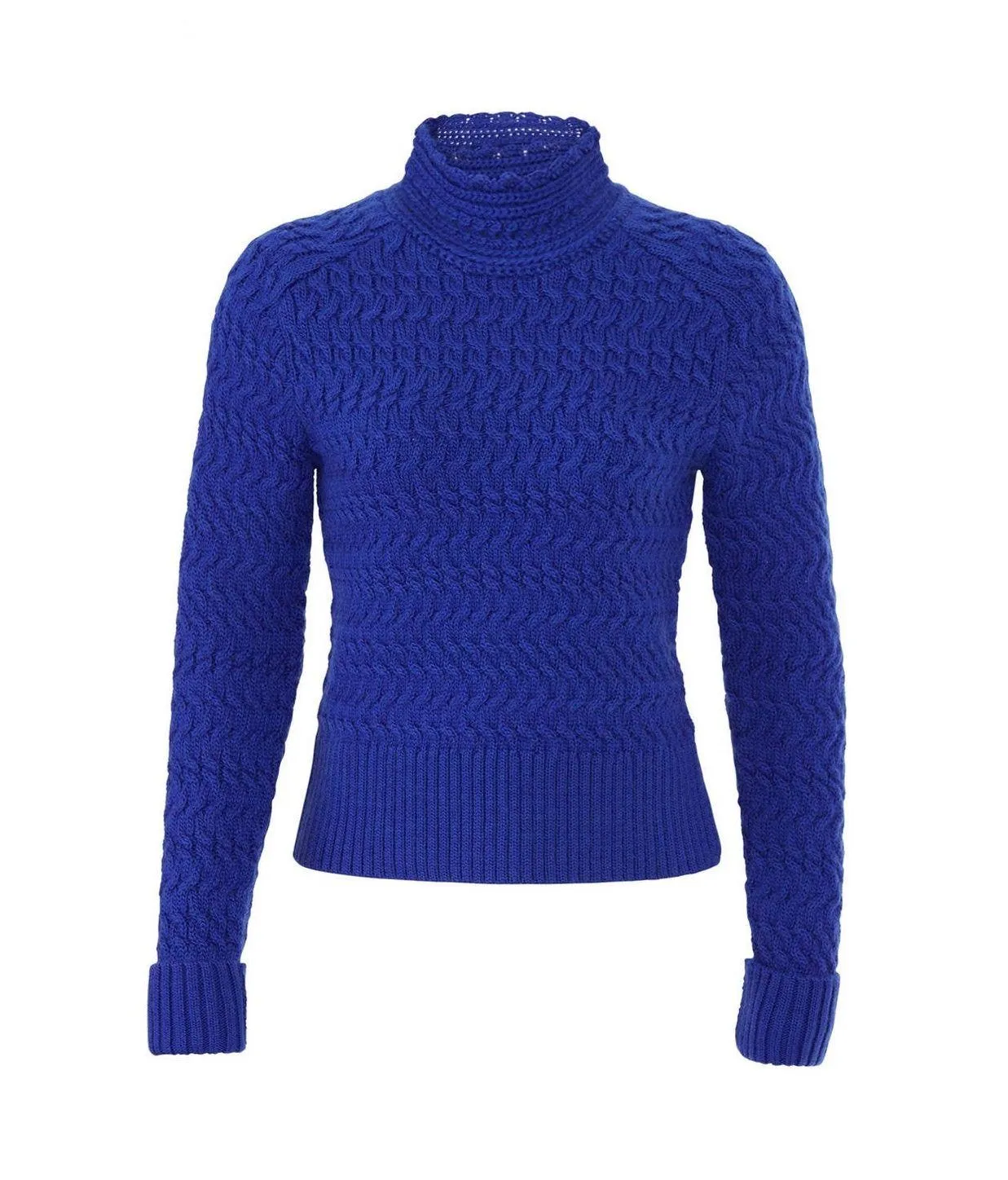 DREYDEN Cobalt Blue Knit 100% Merino Wool High Neck Dyer Sweater Size XS - Image 2