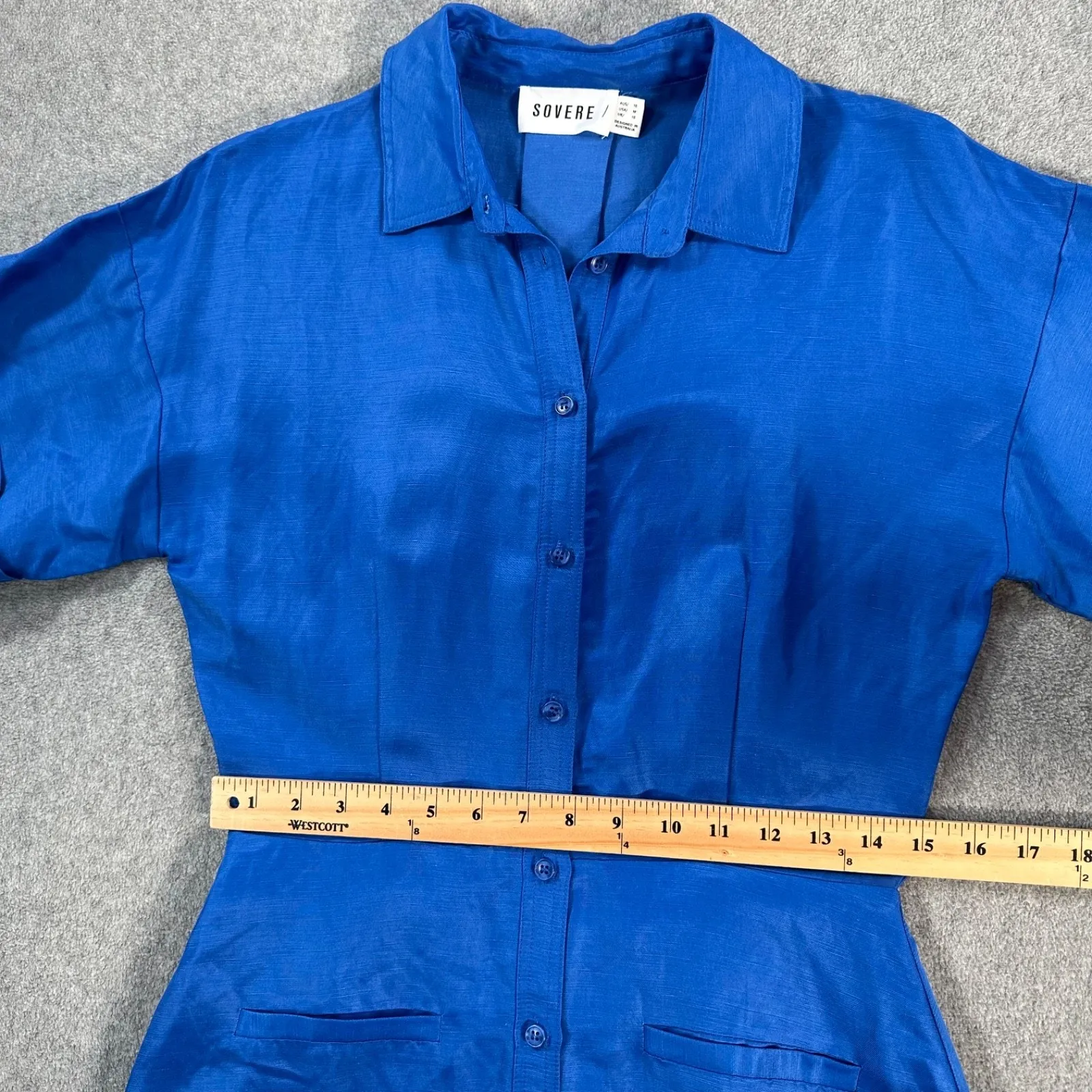 Sovere Faraway Shirt Dress Mini Women's Medium Short Sleeve Blue Button Front - Image 6