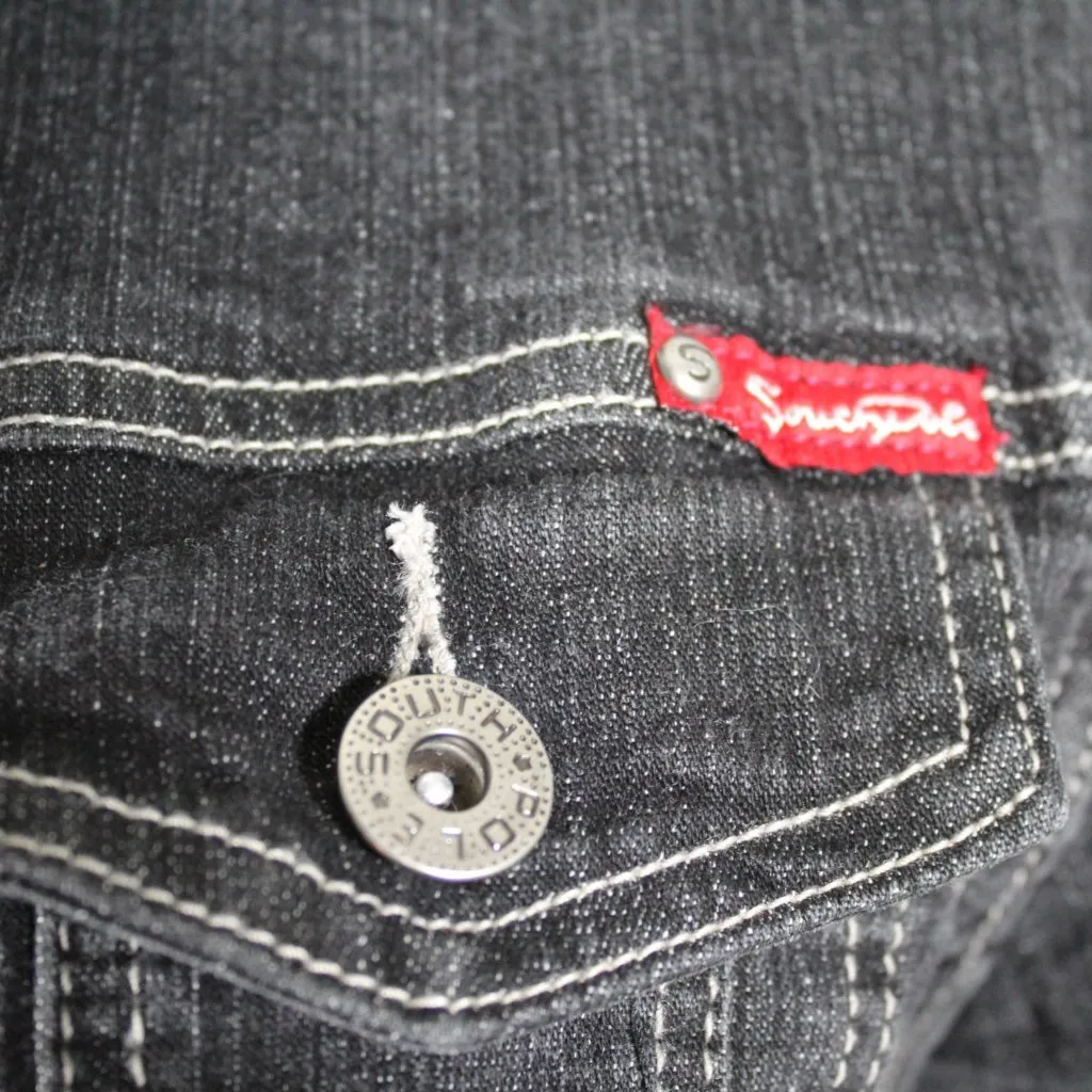 Vintage 1990s Y2K South Pole Jean Jacket Gray/Black Wash Juniors Small Cropped Black Size undefined - Image 5