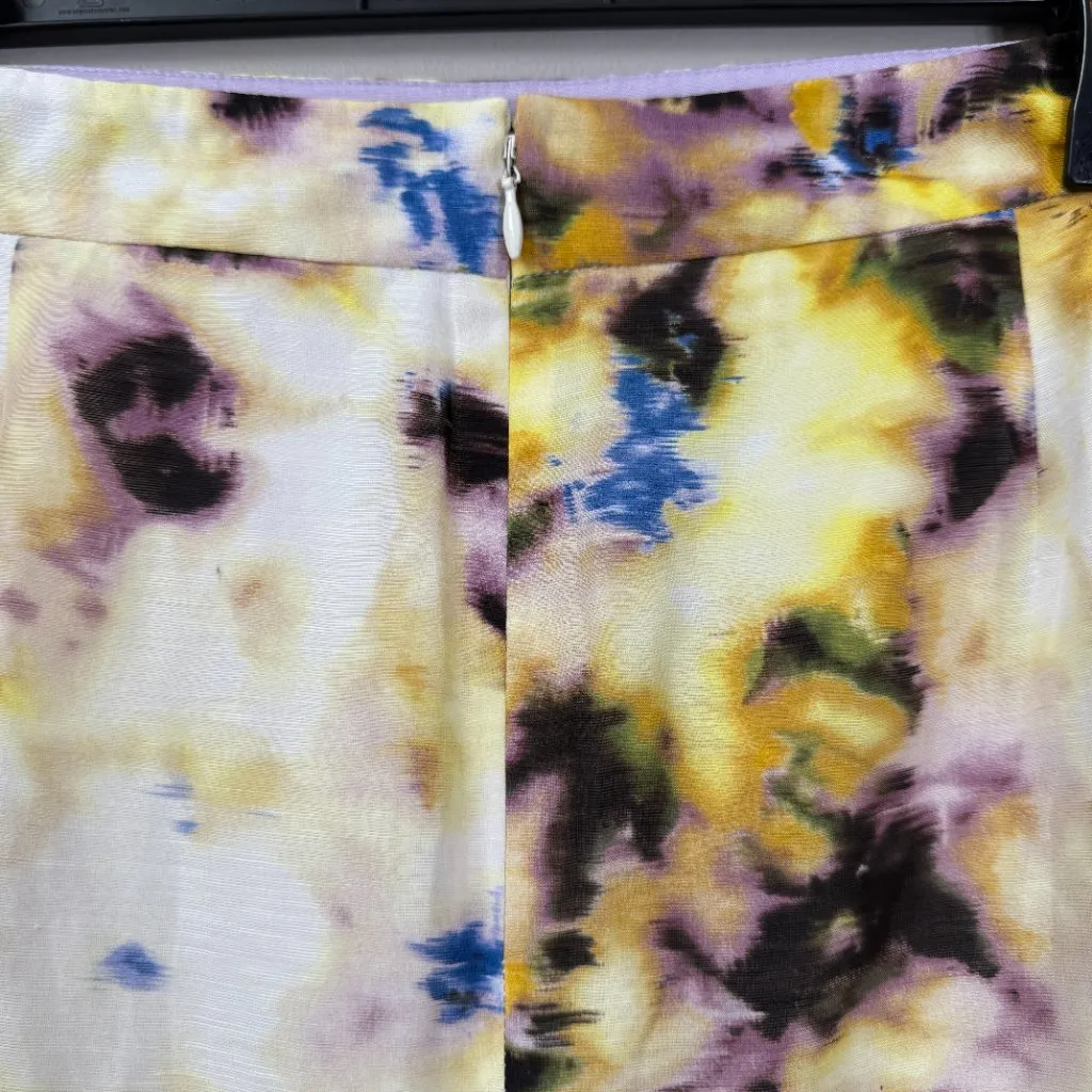 J. Crew Watercolor Tie Dye Linen Silk Mini Skirt Women's 8 Career Formal Preppy - Image 8