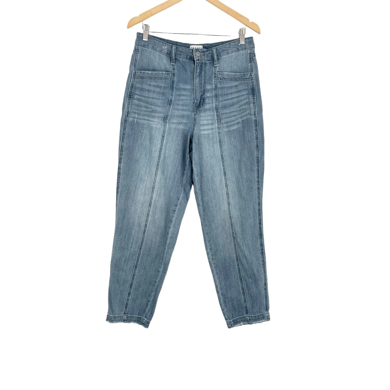 Anthropologie Frayed Women's Semi Distressed Relaxed Light Wash Jeans Size M‎ - Image 8