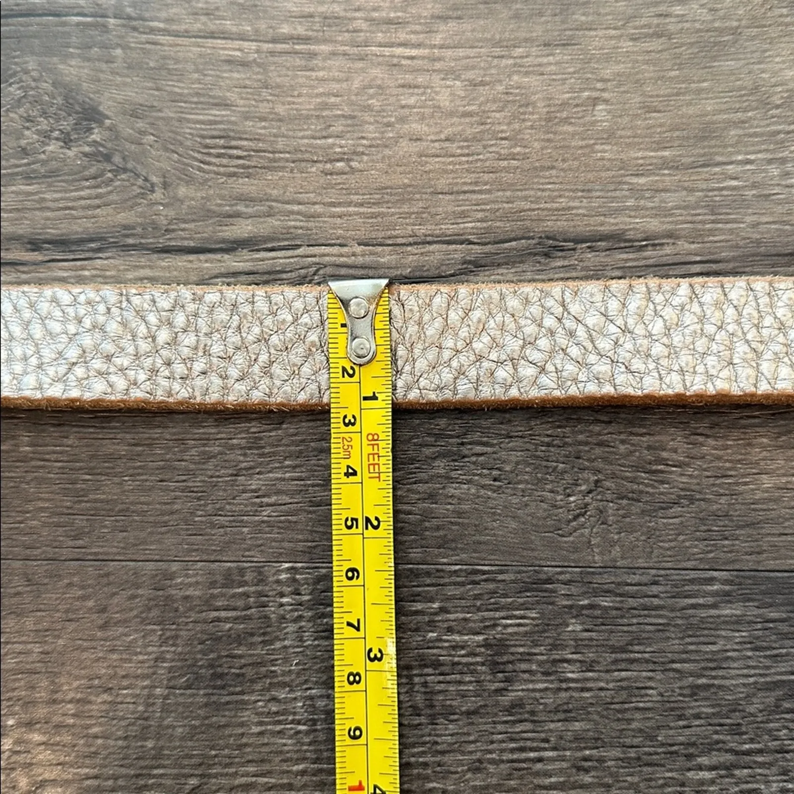 American Eagle Outfitters Large Vintage Y2K Silver Metallic Genuine Leather Belt - Image 3