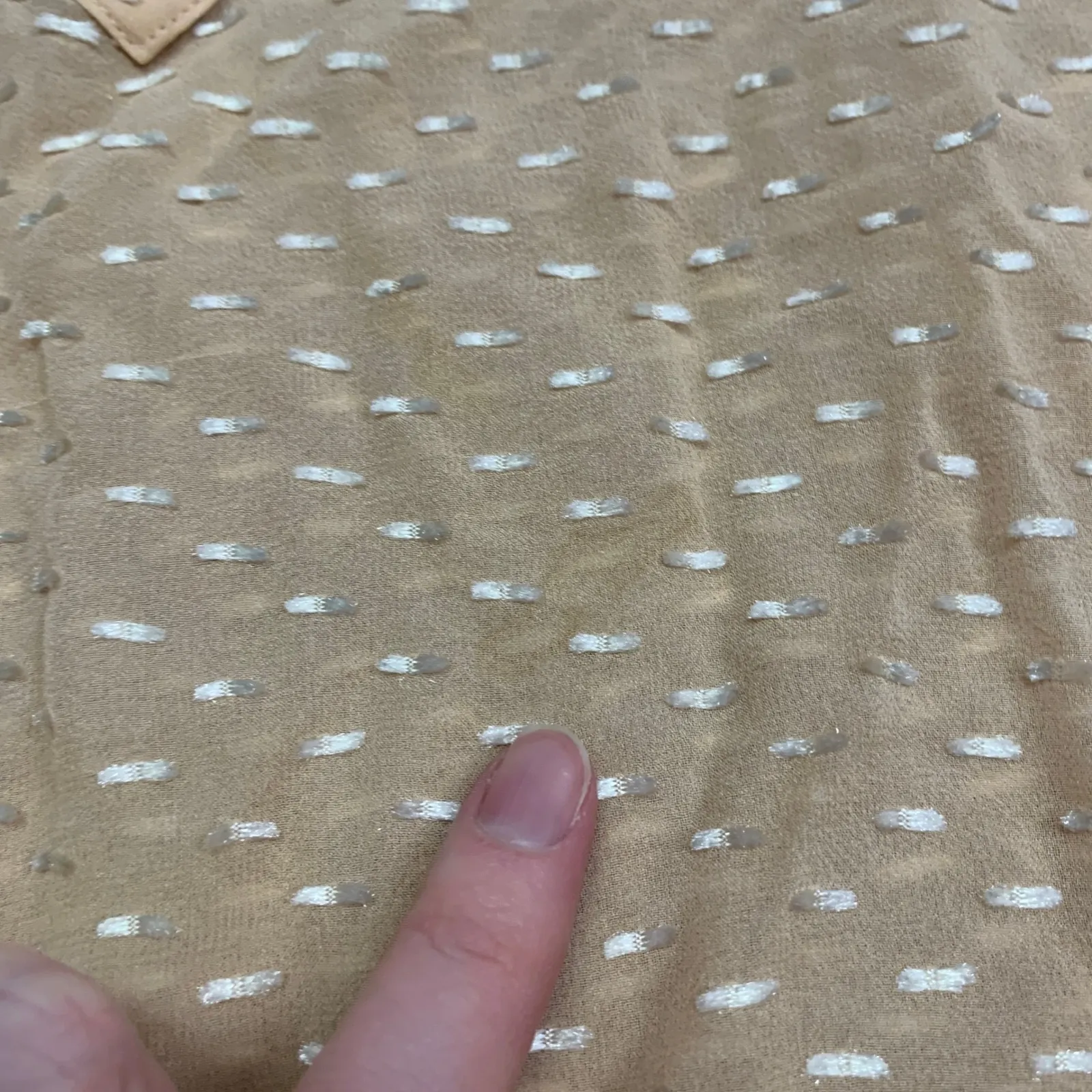 J. Crew Sheer Swiss Dot Blouse Button‎ Up Band Collar Silk Blend Peach Size 0 - Image 3