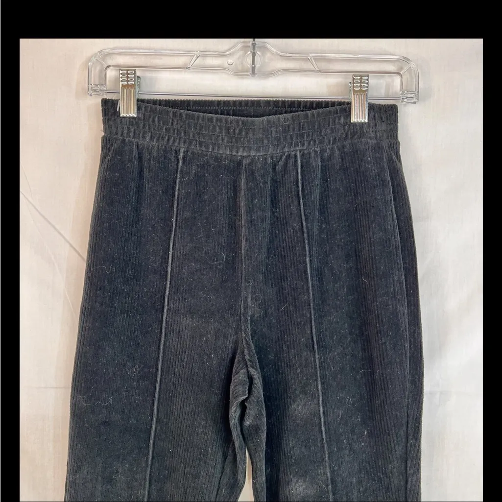 AERIE Womens Black Flare Corduroy Velvet Pant Sz XS Athletic Casual 38x 27 Comfy - Image 4