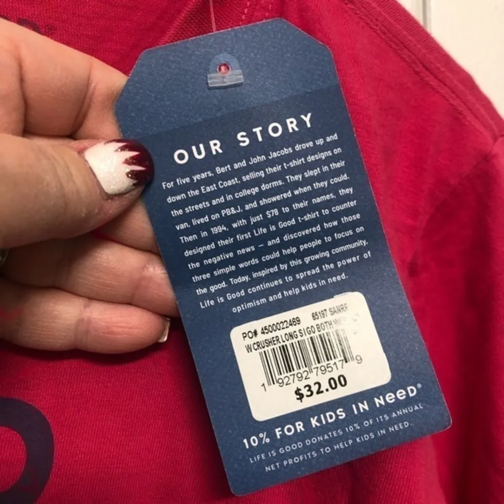 LIFE IS GOOD PINK GRAPHIC LONG SLEEVE TSHIRT I GO BOTH WAYS ICE HOT COFFEE TOP S - Image 4