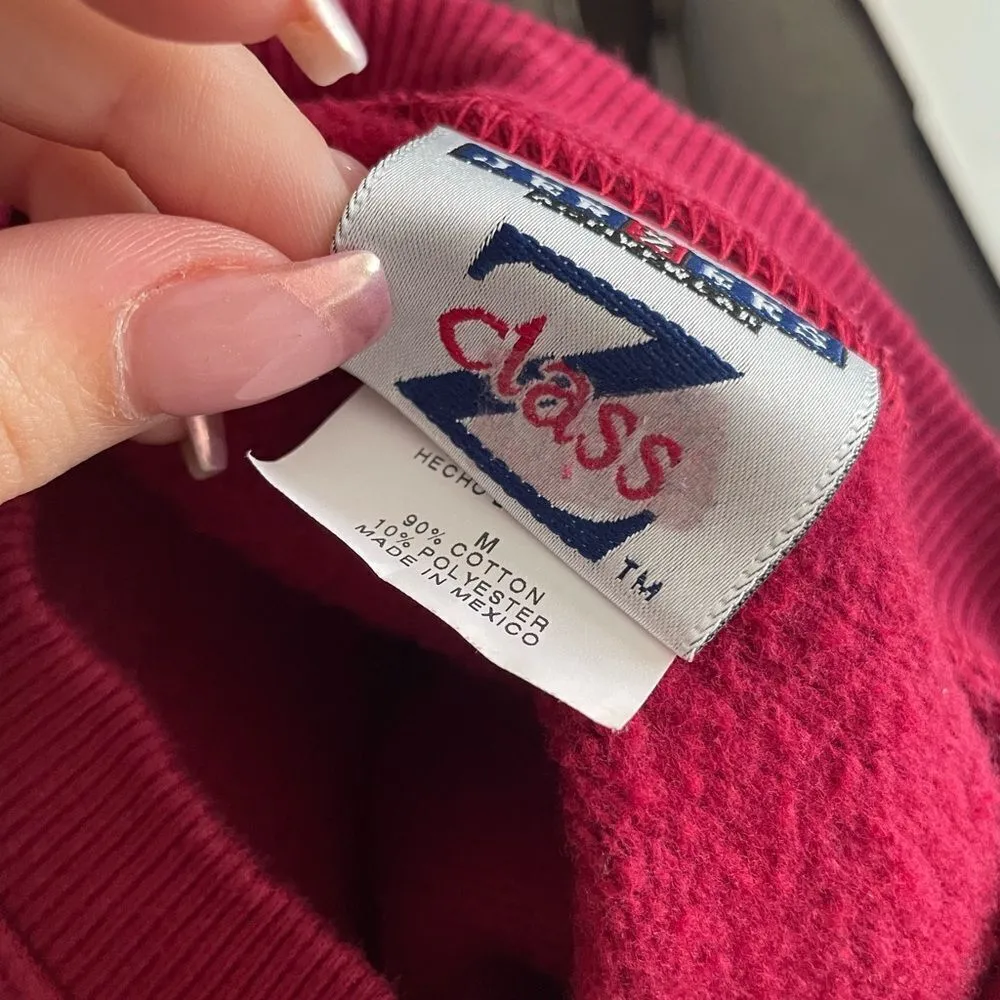 Vintage Y2K‎ Embroidered Oversized Crewneck Sweater Size Medium Red Red - Image 3