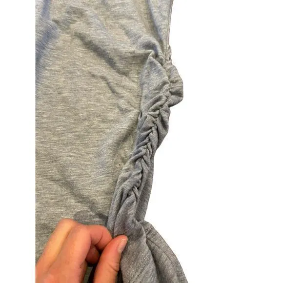 Femme Maternity Cowl Neck Drawstring Heathered Blue Pullover Top Side Ruching Size undefined - Image 3