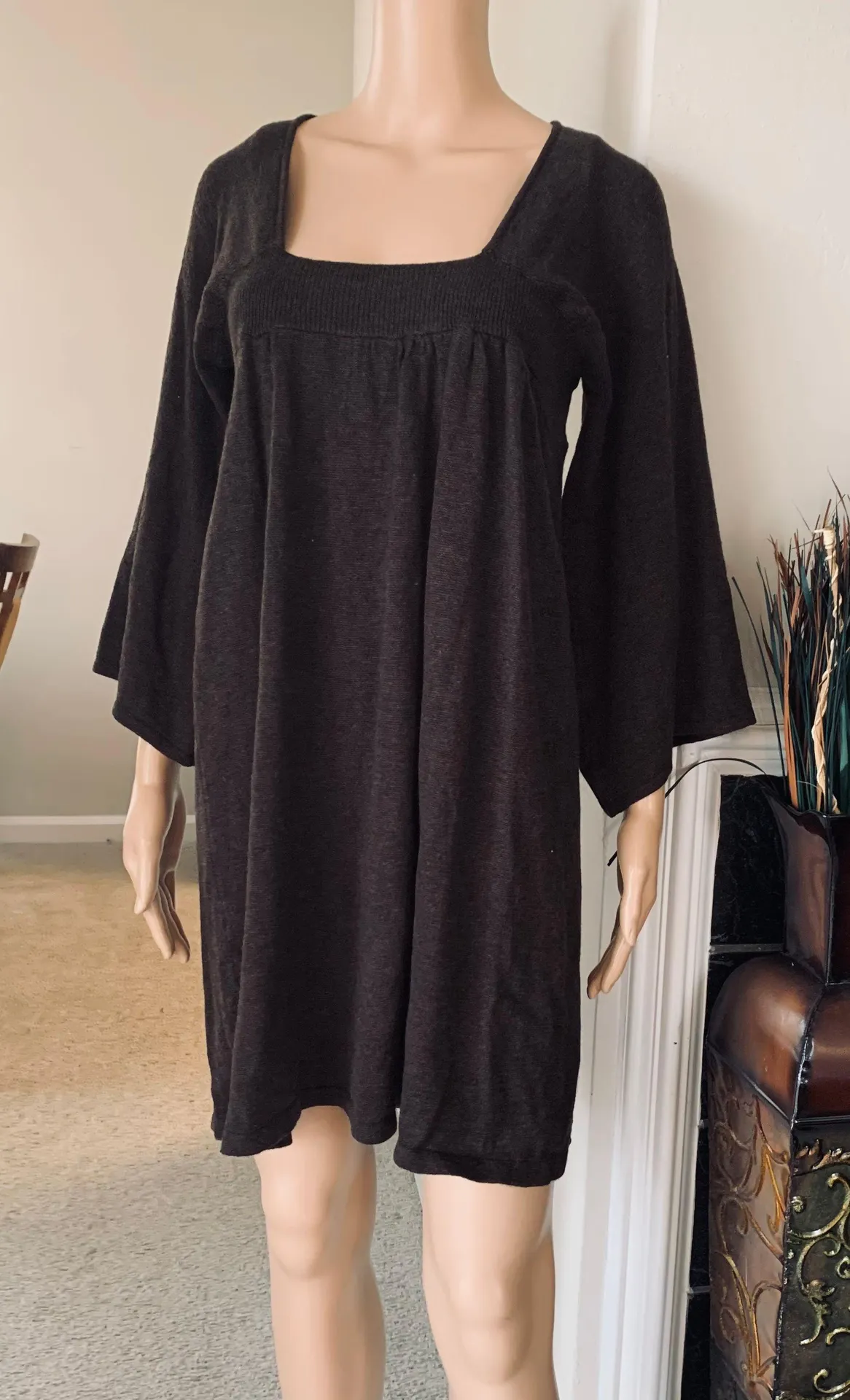 squre neck sweater dress - Image 3