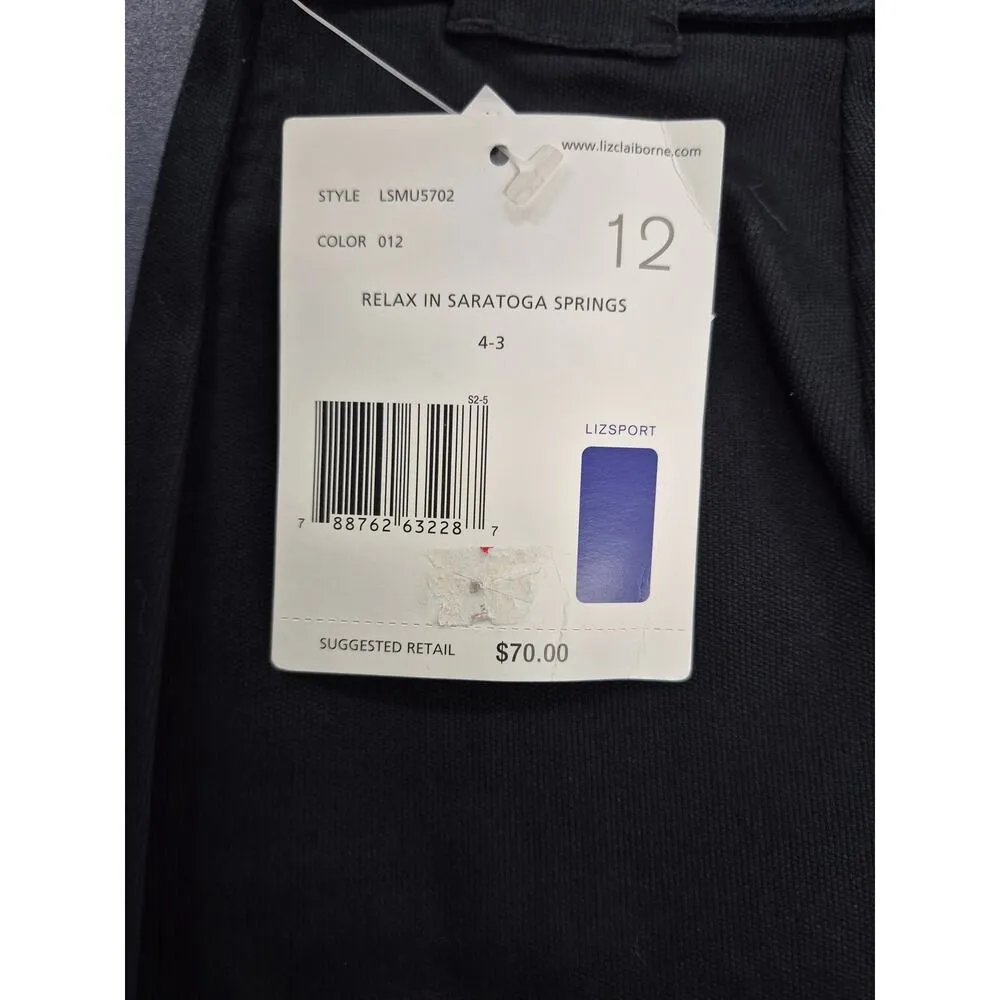 NWT 80s 90s VTG Liz Claiborne Sport Black Lycra belted Midi  Pencil Skirt Sz 12 - Image 6