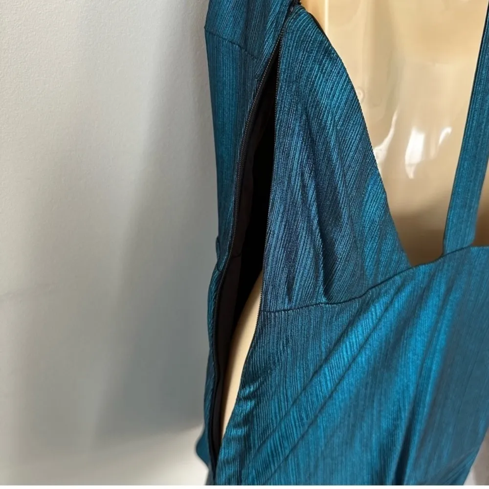 Revolve NBD X NAVEN Blue Metallic Halter Dress - Image 7