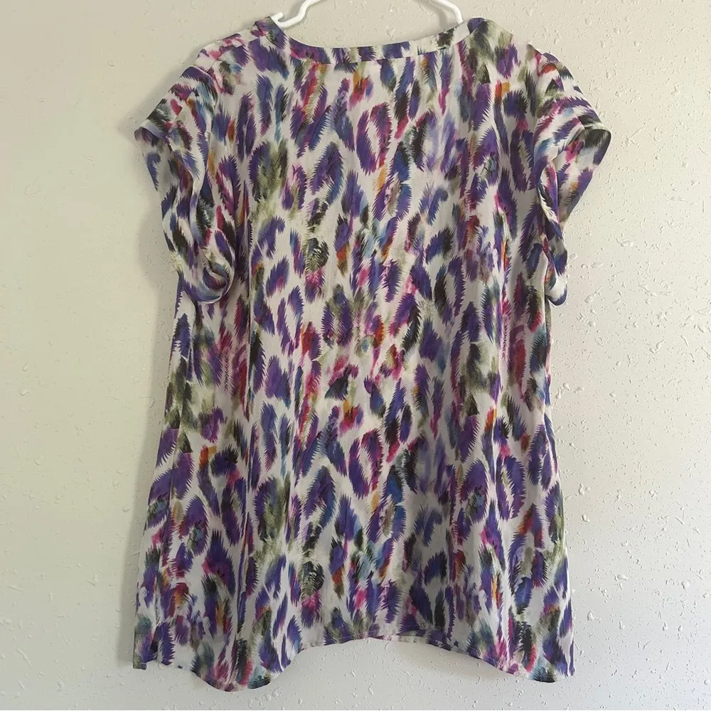 Cabi Colorful Rainbow Lightweight Short Sleeve Blouse Casual Summer Large - Image 4