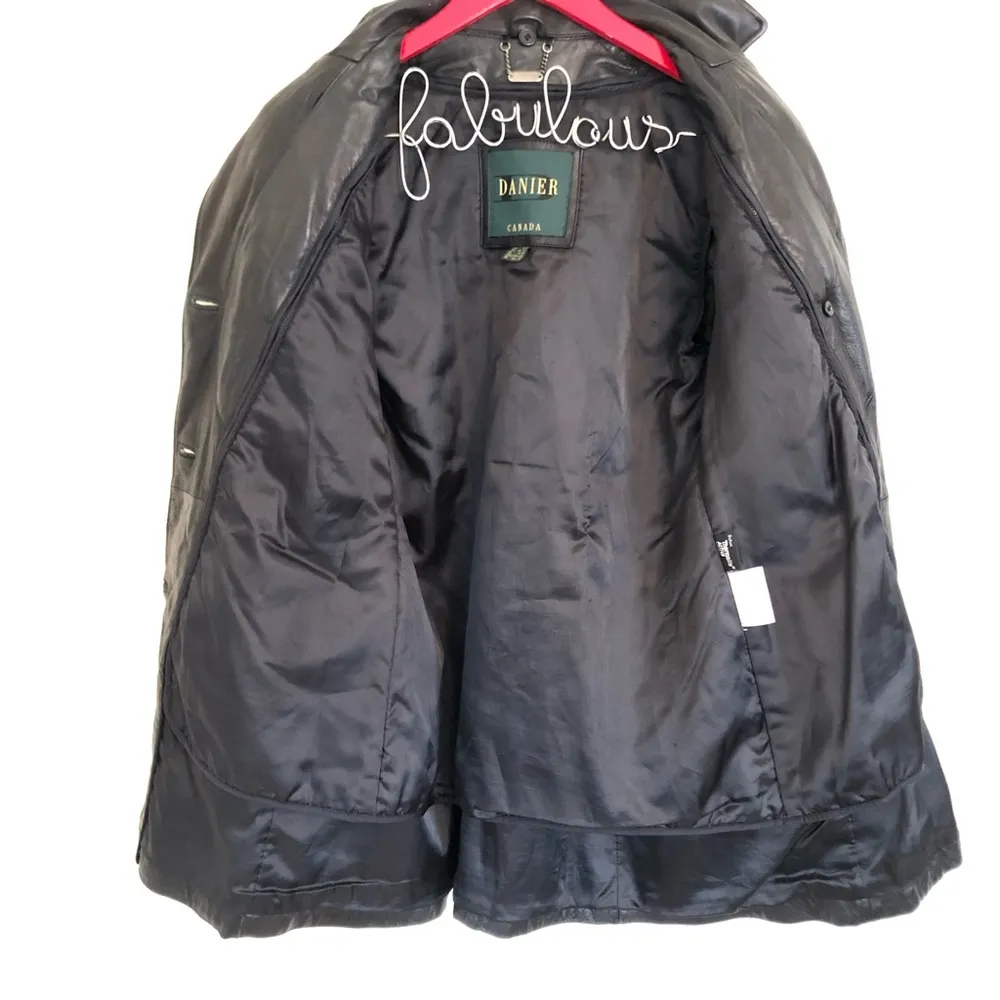 Danier Canada Genuine Black Leather Coat Thermolite Active Removable Liner 6 - Image 11