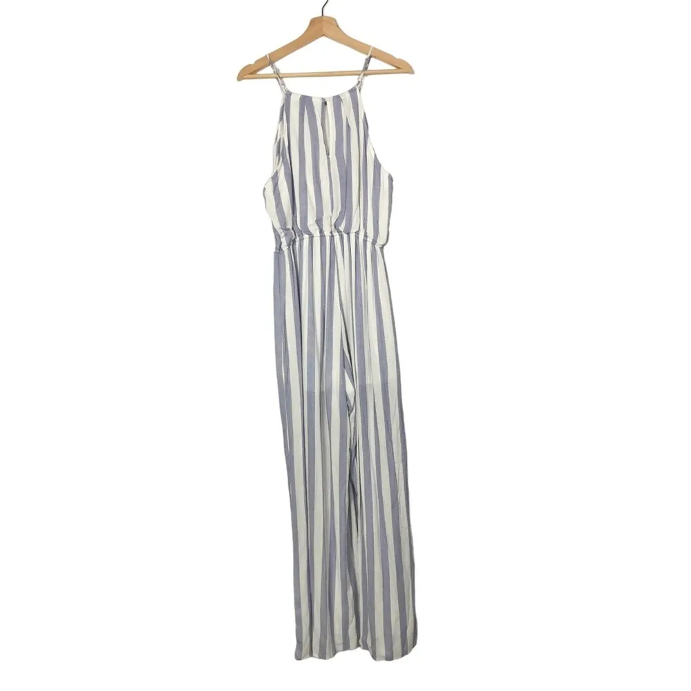 Staccato Blue Hey Sailor Stripe Wide Leg Jumpsuit L - Image 4