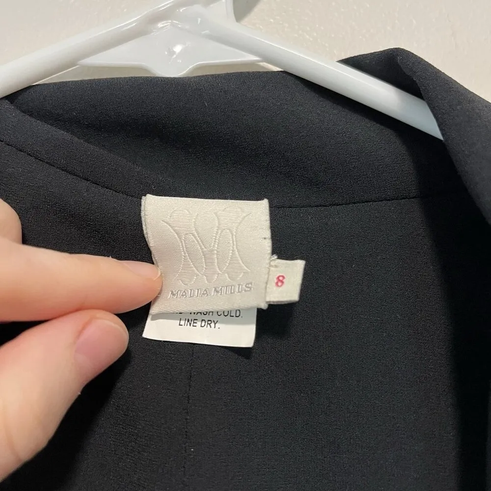 Malia Mills Boss Lady Belted Jumpsuit In Black Crepe Size 8 Made in NYC‎ USA - Image 11