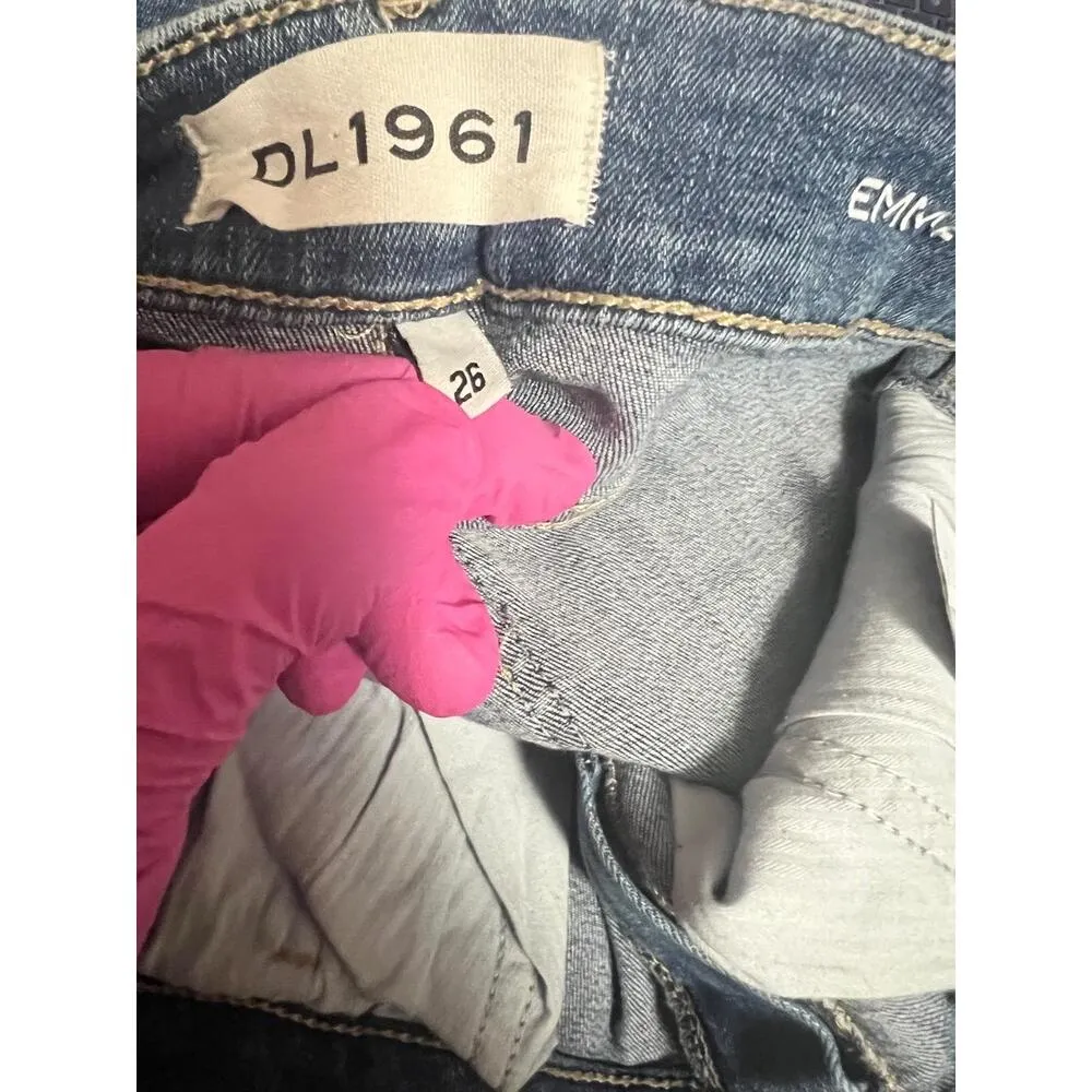 DL1961 Jeans Womens 26 Blue Cropped Frayed Raw Hem MidRise Skinny Legging - Image 9