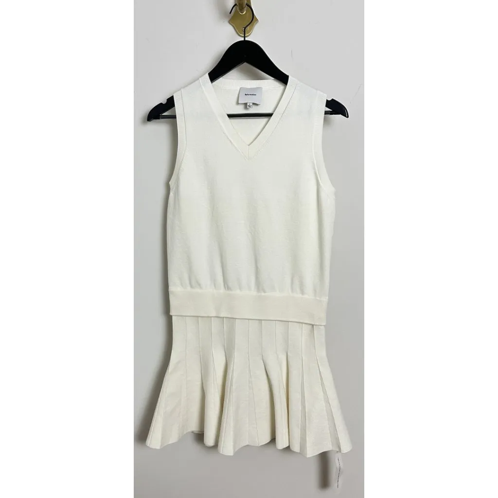 REFORMATION Blair Mixed Media Minidress in Fior Di Latte Size Large NWT - Image 4